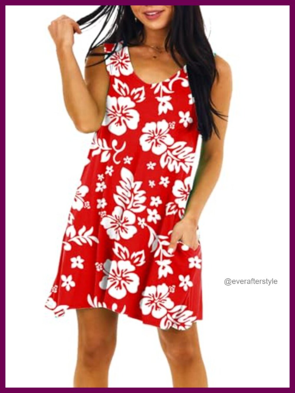 Funny Watermelon Fruit Print Sleeveless Swing Dress with Pockets